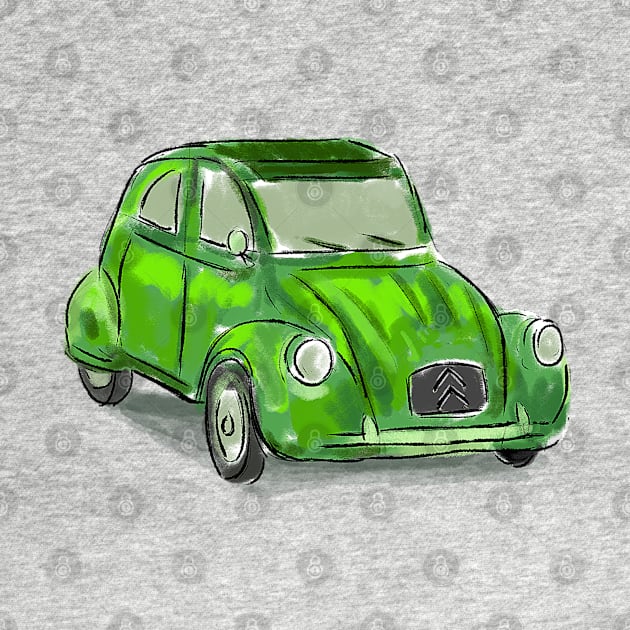 Classic Citroën Deux Chevaux 2CV Loose Sketch - Green by ibadishi